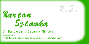 marton szlamka business card